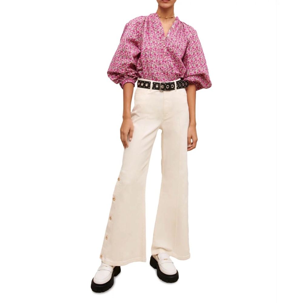 Parin Side Button Flared Leg Pants